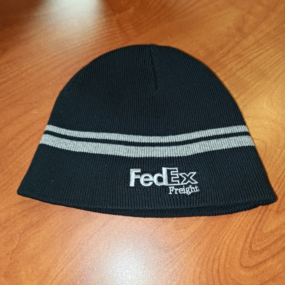 FedEx Freight Embroidered Logo Striped Knit Skull Beanie Unisex OS